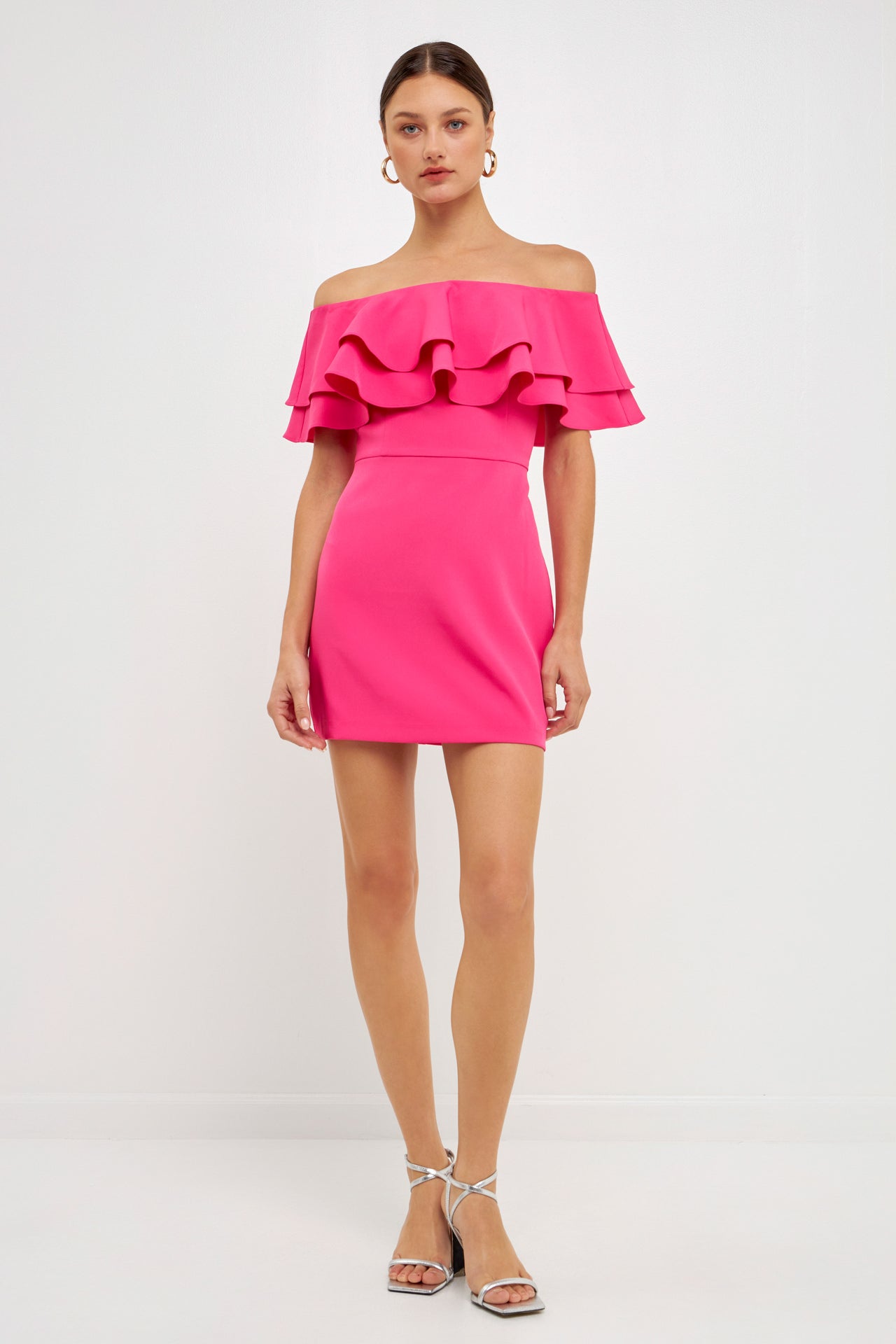 ENDLESS ROSE - Ruffled Off Shoulder Mini Dress - DRESSES available at Objectrare