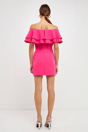 ENDLESS ROSE - Ruffled Off Shoulder Mini Dress - DRESSES available at Objectrare