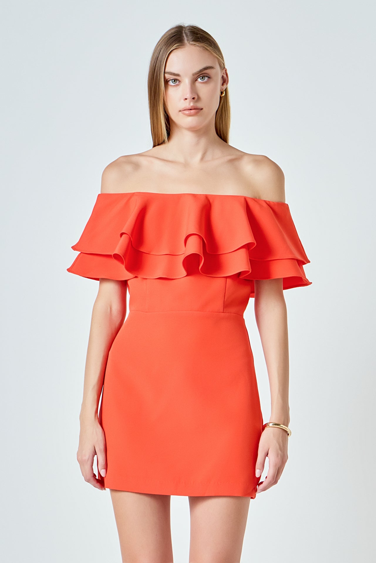 ENDLESS ROSE - Ruffled Off Shoulder Mini Dress - DRESSES available at Objectrare