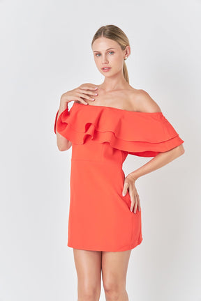 ENDLESS ROSE - Ruffled Off Shoulder Mini Dress - DRESSES available at Objectrare