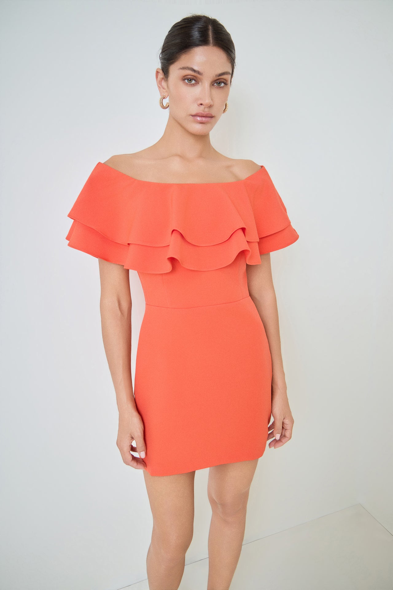 Ruffled Off Shoulder Mini Dress