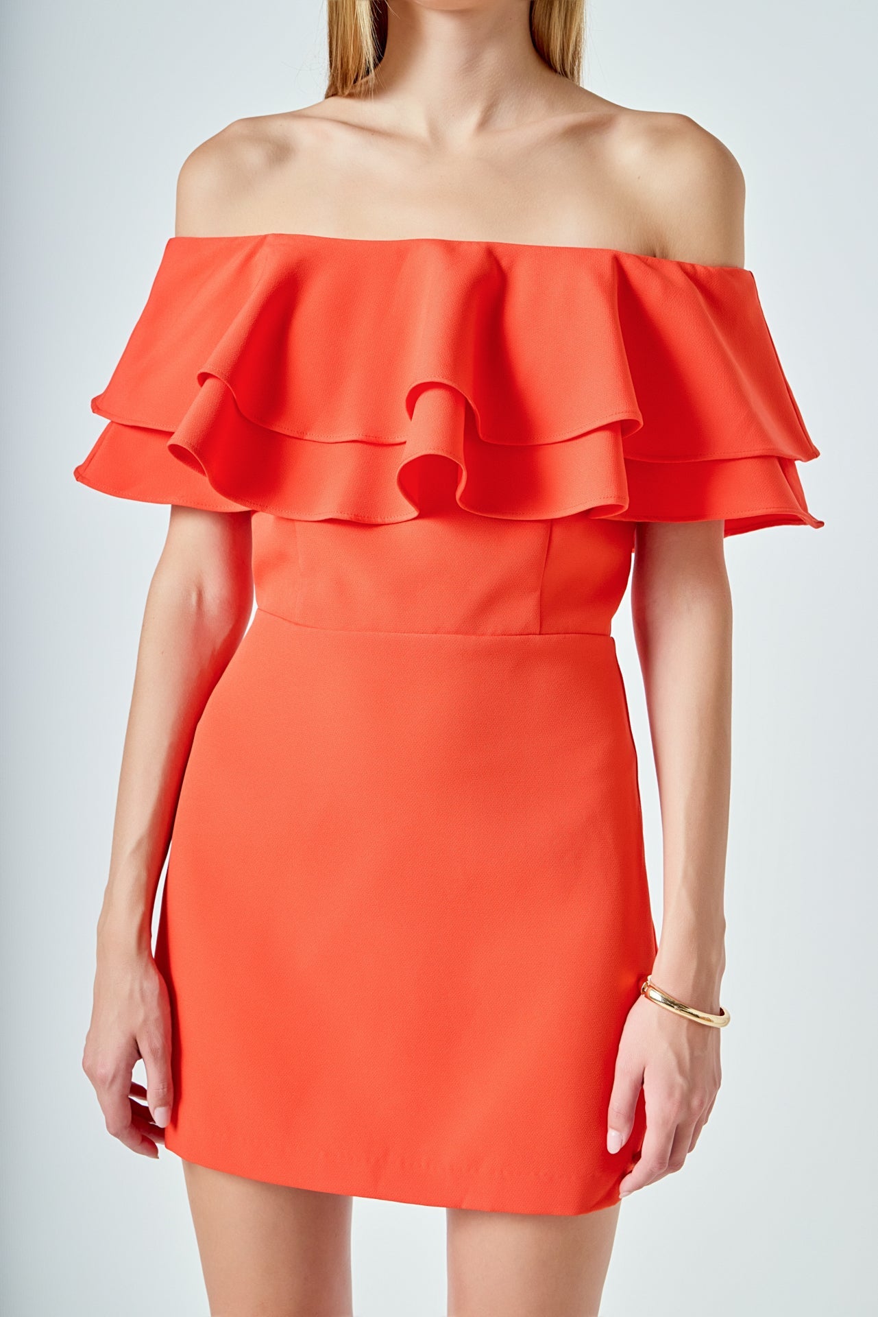 ENDLESS ROSE - Ruffled Off Shoulder Mini Dress - DRESSES available at Objectrare