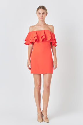 ENDLESS ROSE - Ruffled Off Shoulder Mini Dress - DRESSES available at Objectrare