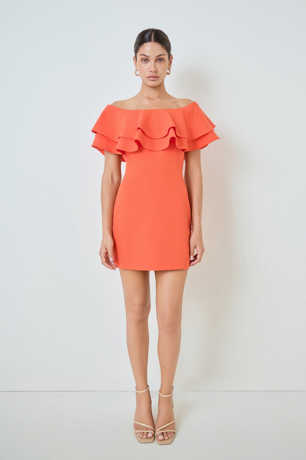 Ruffled Off Shoulder Mini Dress