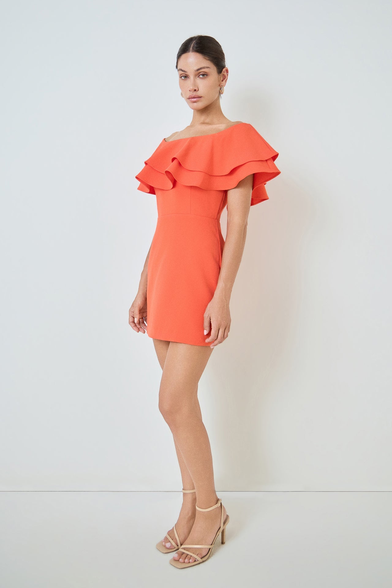 Ruffled Off Shoulder Mini Dress