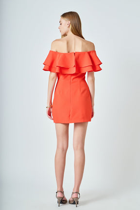 ENDLESS ROSE - Ruffled Off Shoulder Mini Dress - DRESSES available at Objectrare