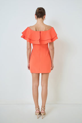 Ruffled Off Shoulder Mini Dress