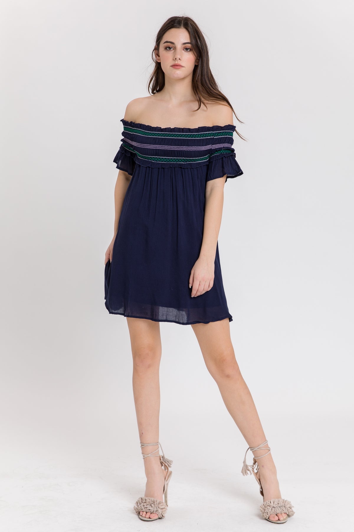 AFTER MARKET - Jinny Smocking Off Shoulder Mini Dress - SKIRTS available at Objectrare