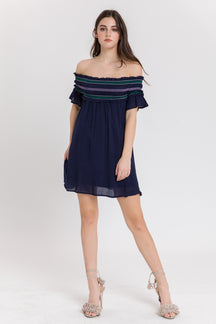 AFTER MARKET - Jinny Smocking Off Shoulder Mini Dress - SKIRTS available at Objectrare