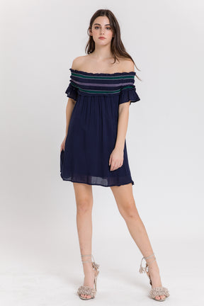 AFTER MARKET - Jinny Smocking Off Shoulder Mini Dress - SKIRTS available at Objectrare