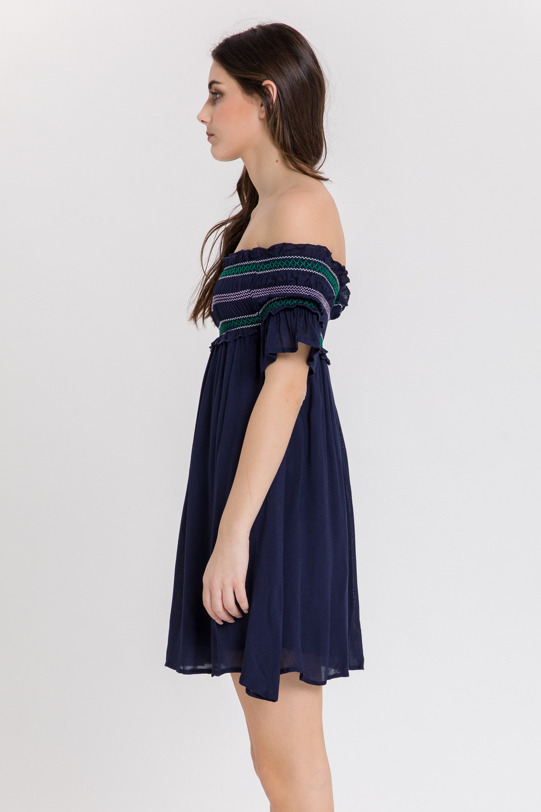 AFTER MARKET - Jinny Smocking Off Shoulder Mini Dress - SKIRTS available at Objectrare