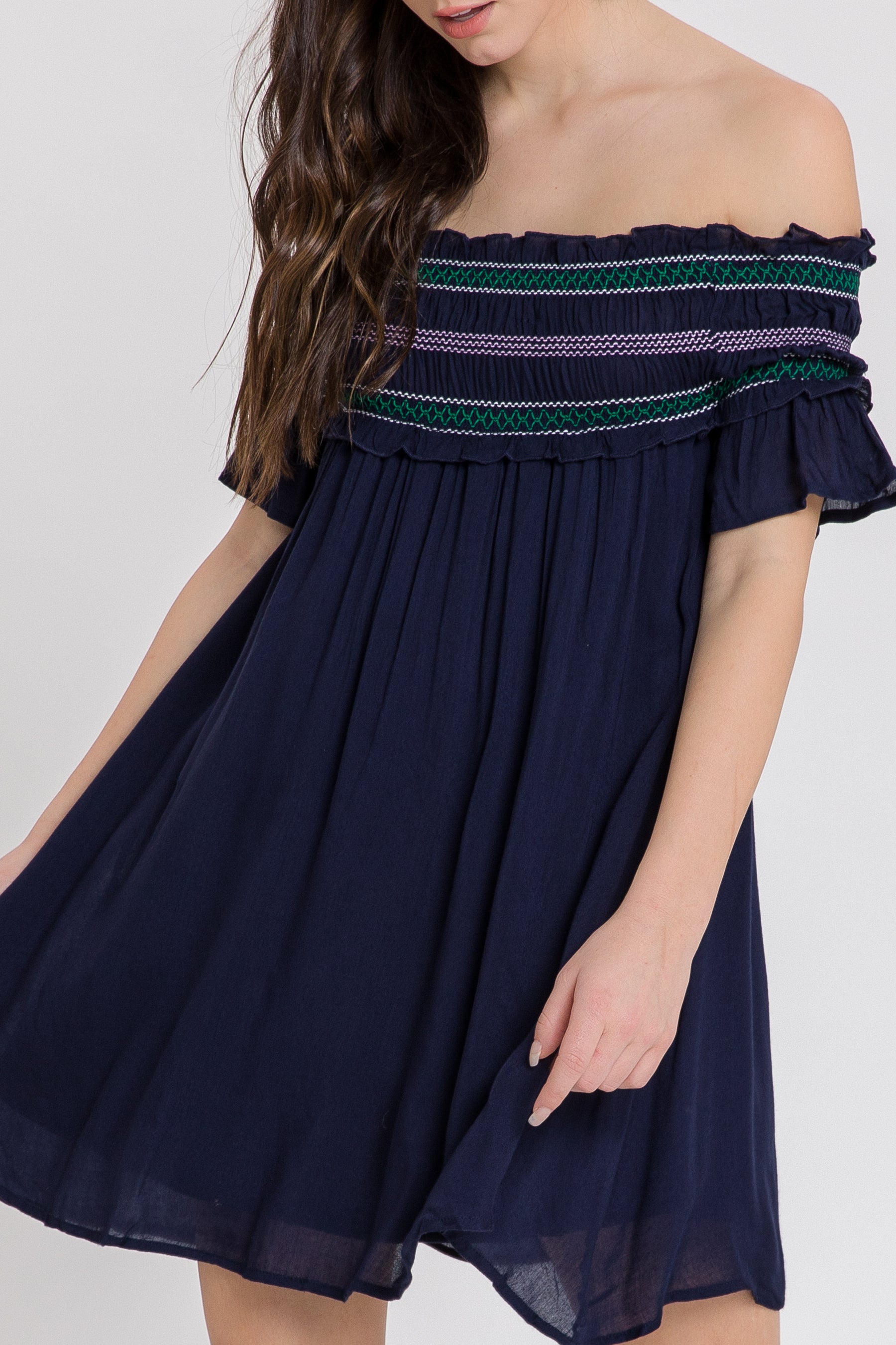 AFTER MARKET - Jinny Smocking Off Shoulder Mini Dress - SKIRTS available at Objectrare