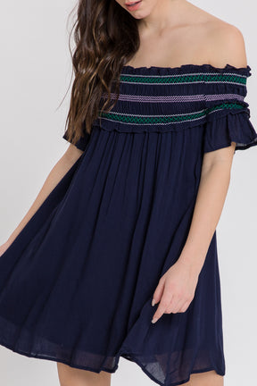 AFTER MARKET - Jinny Smocking Off Shoulder Mini Dress - SKIRTS available at Objectrare