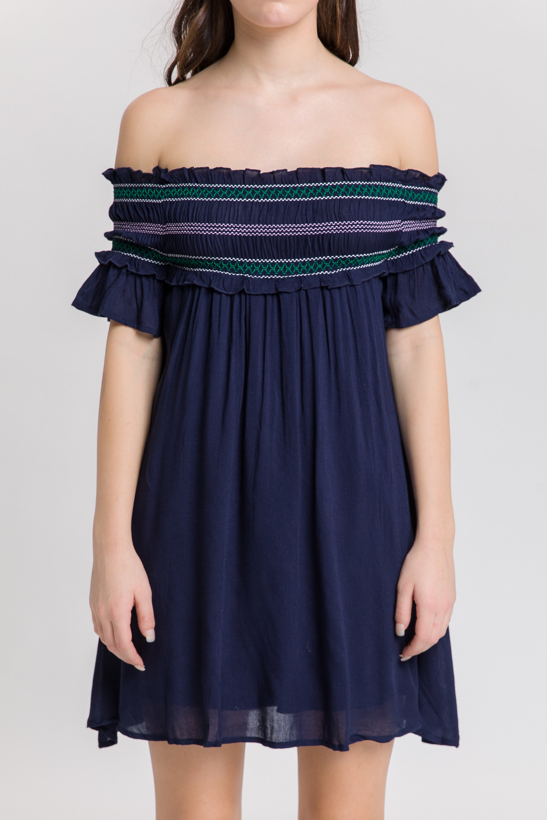 AFTER MARKET - Jinny Smocking Off Shoulder Mini Dress - SKIRTS available at Objectrare