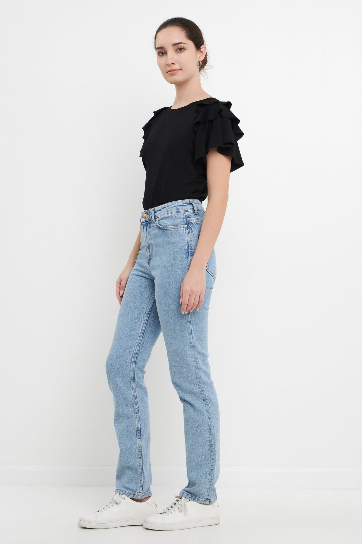 ENGLISH FACTORY - Shoulder Ruffle Top - T-SHIRTS available at Objectrare