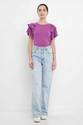 ENGLISH FACTORY - Shoulder Ruffle Top - TOPS available at Objectrare