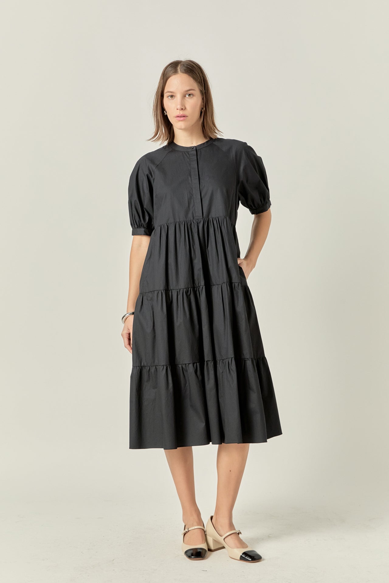 ENGLISH FACTORY - English Factory - Short Puff Sleeve Midi Dress - DRESSES available at Objectrare