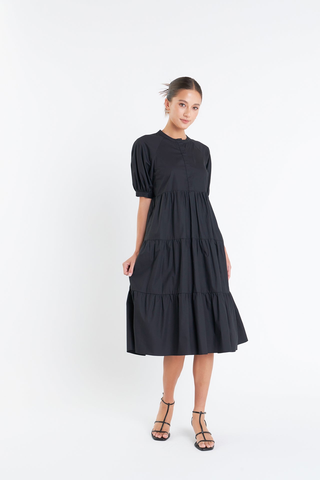 ENGLISH FACTORY - Short Puff Sleeve Midi Dress - DRESSES available at Objectrare