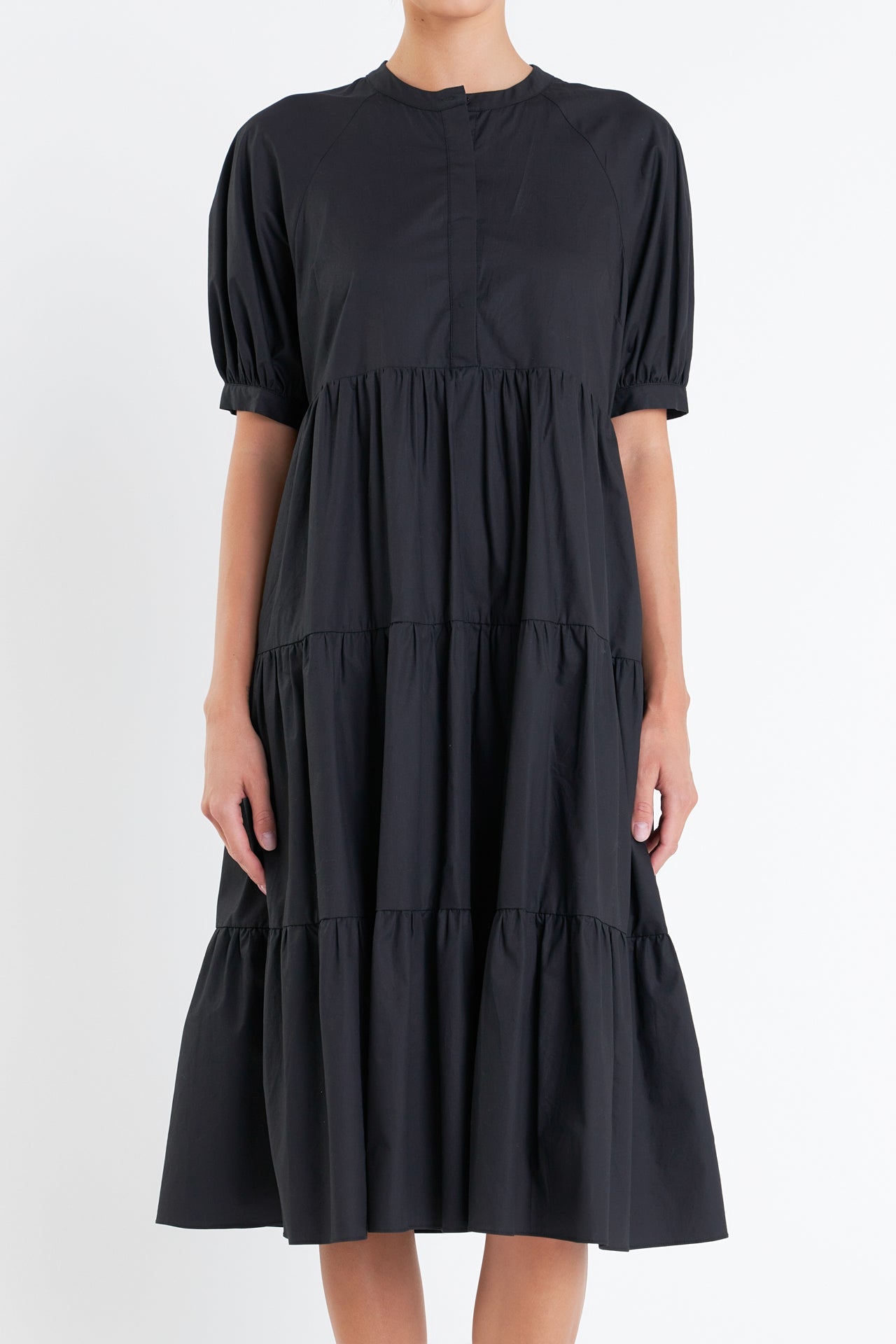 English Factory - Short Puff Sleeve Midi Dress