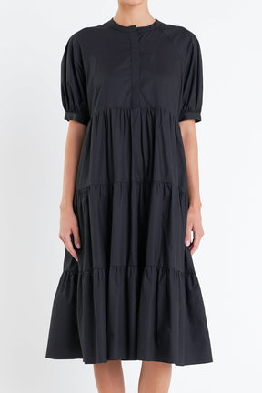 English Factory - Short Puff Sleeve Midi Dress