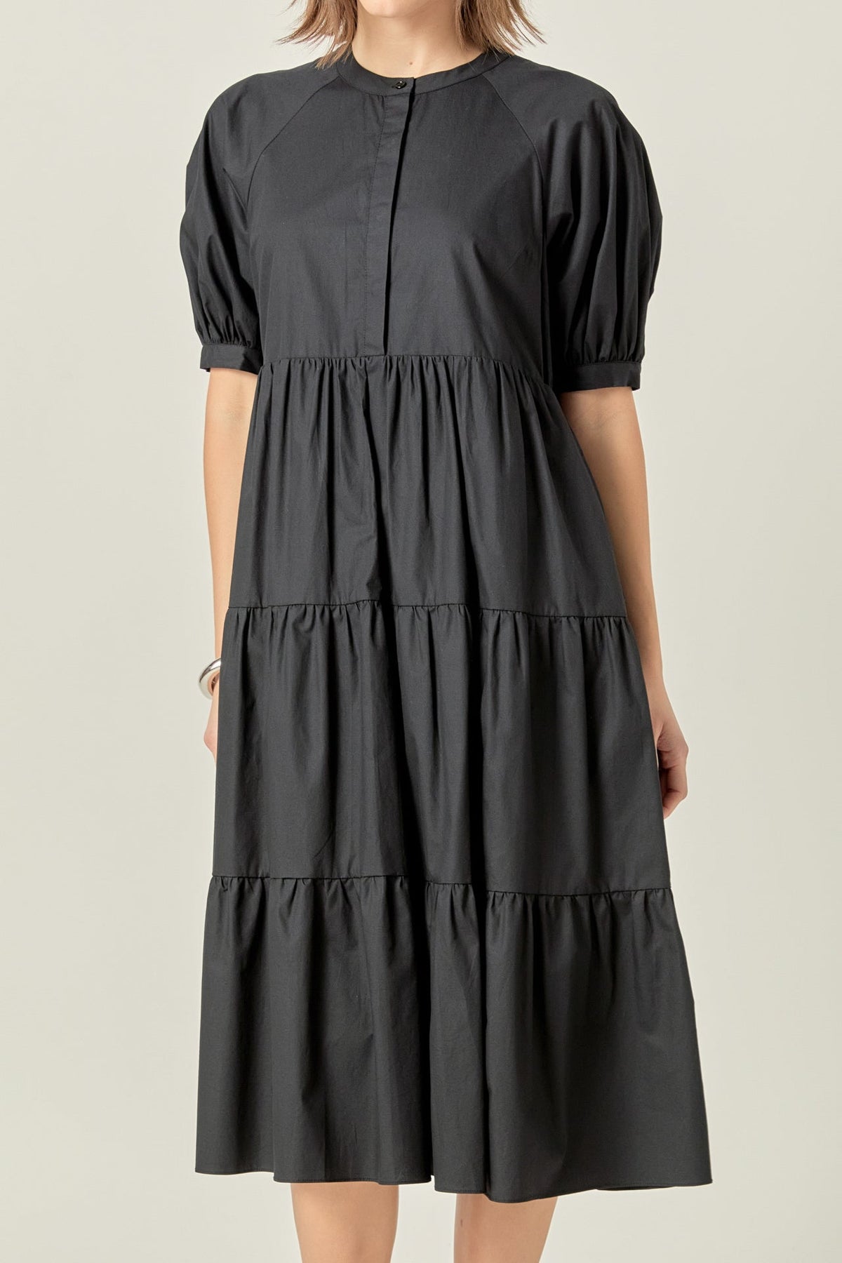 ENGLISH FACTORY - Short Puff Sleeve Midi Dress - DRESSES available at Objectrare