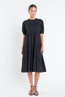 ENGLISH FACTORY - Short Puff Sleeve Midi Dress - DRESSES available at Objectrare