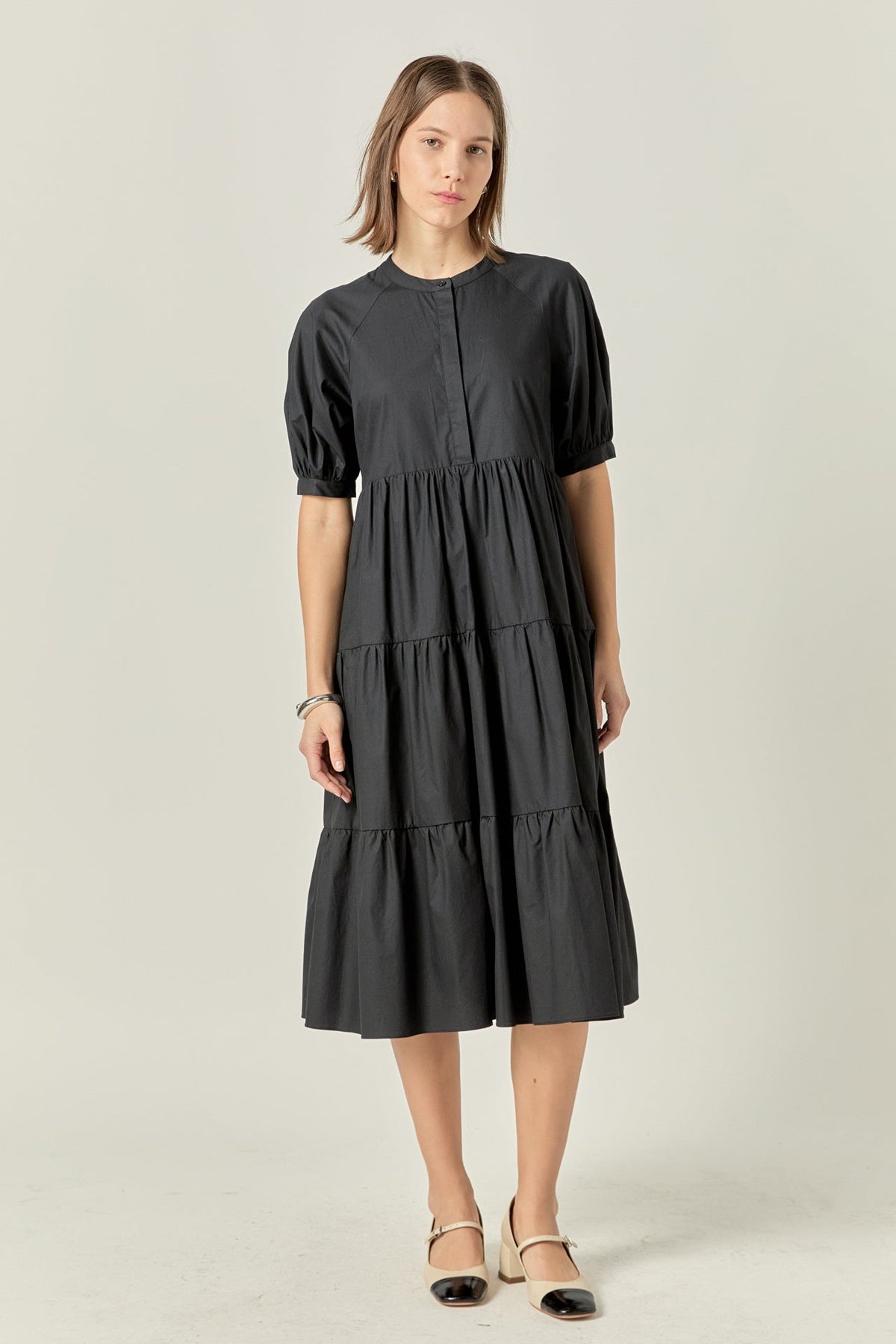 ENGLISH FACTORY - Short Puff Sleeve Midi Dress - DRESSES available at Objectrare