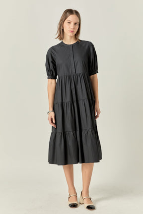 ENGLISH FACTORY - English Factory - Short Puff Sleeve Midi Dress - DRESSES available at Objectrare