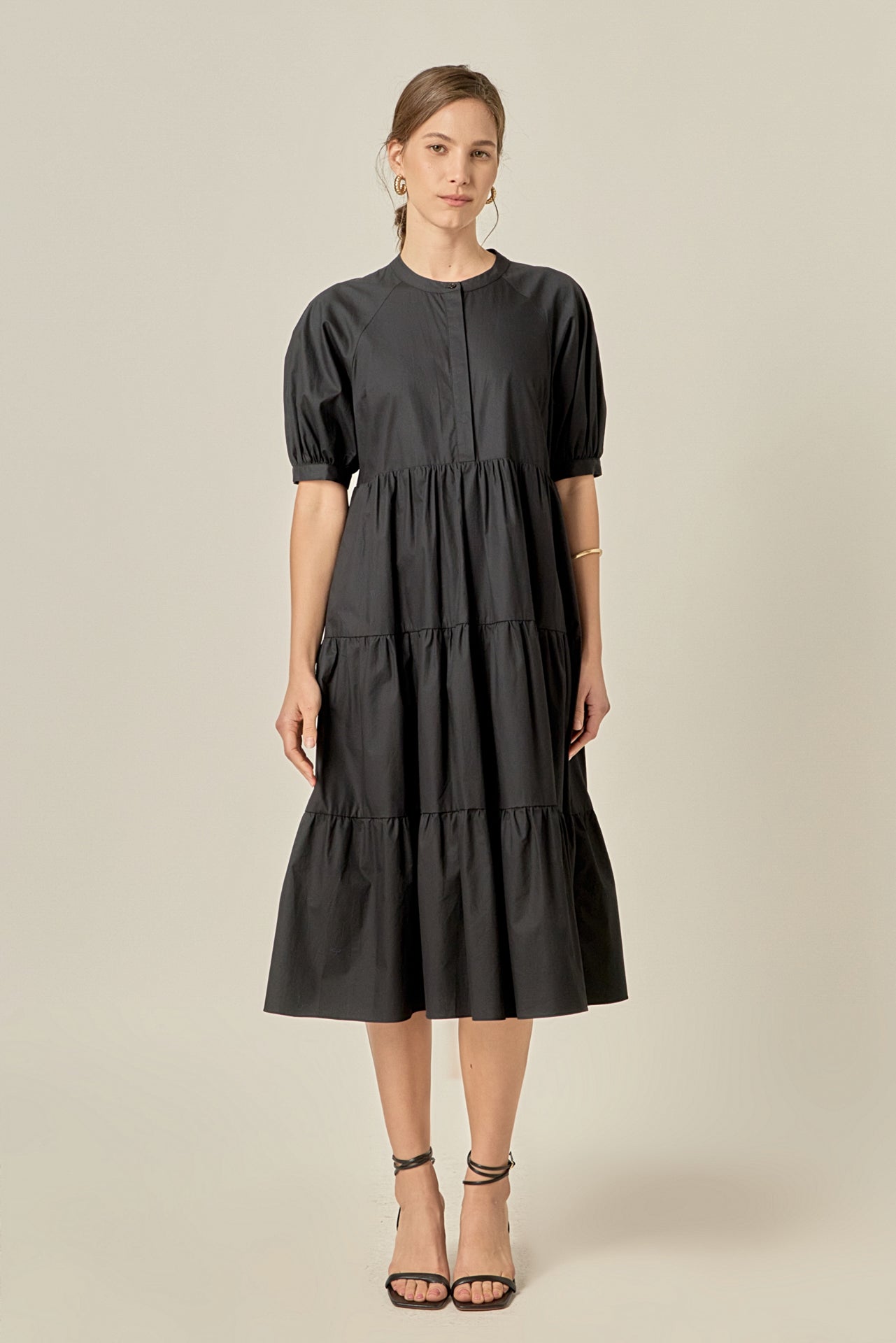 ENGLISH FACTORY - Short Puff Sleeve Midi Dress - DRESSES available at Objectrare