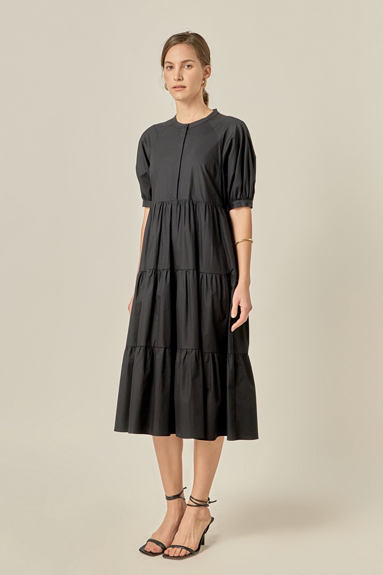 ENGLISH FACTORY - Short Puff Sleeve Midi Dress - DRESSES available at Objectrare