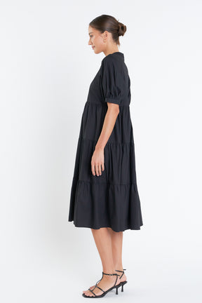 ENGLISH FACTORY - Short Puff Sleeve Midi Dress - DRESSES available at Objectrare