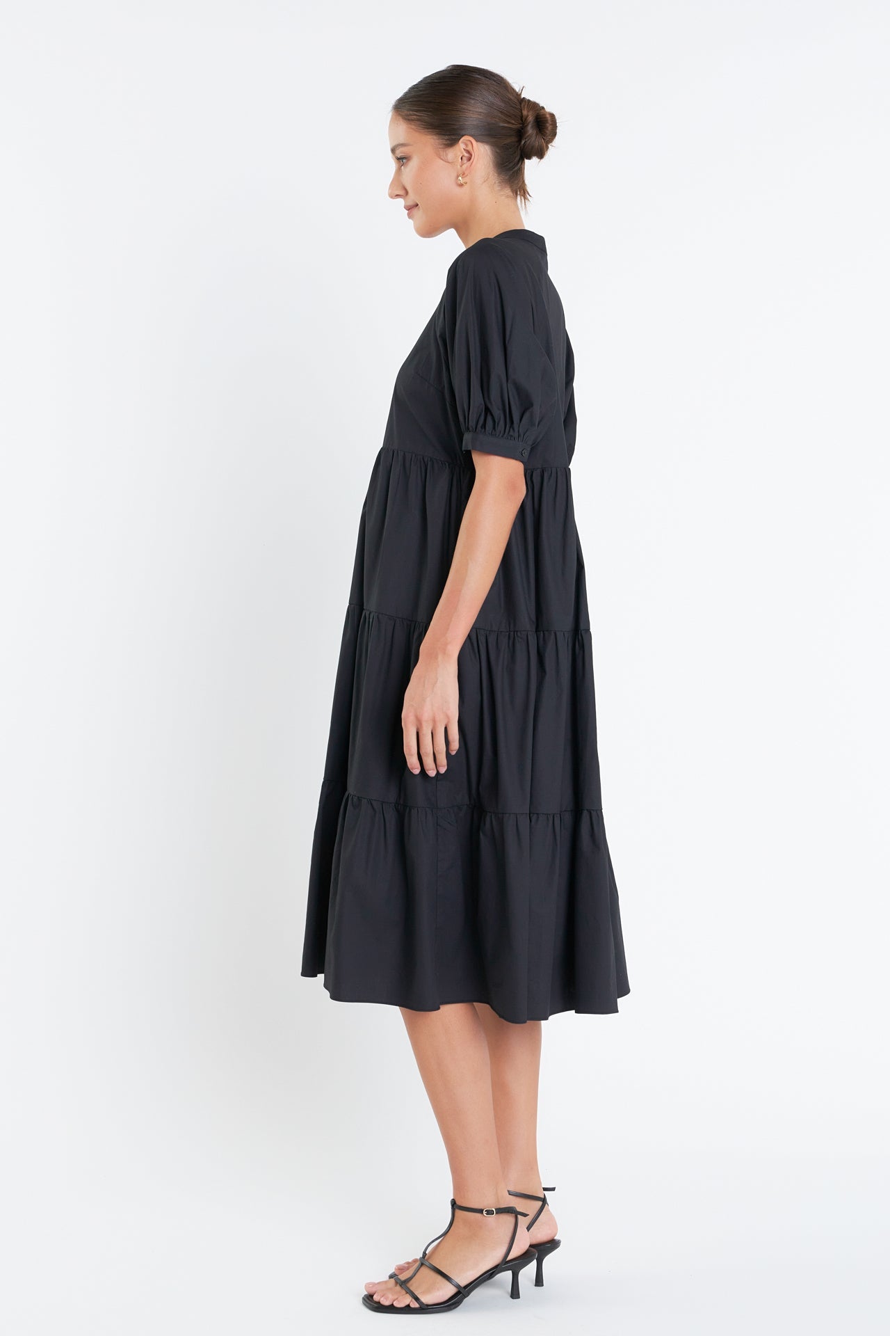 English Factory - Short Puff Sleeve Midi Dress