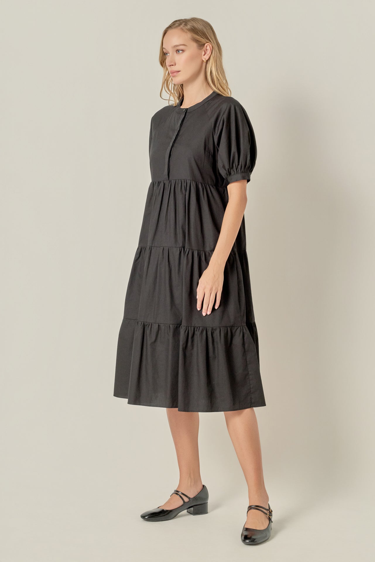ENGLISH FACTORY - Short Puff Sleeve Midi Dress - DRESSES available at Objectrare