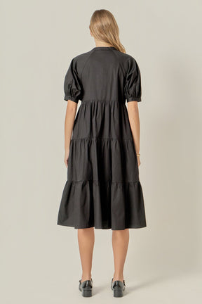 ENGLISH FACTORY - Short Puff Sleeve Midi Dress - DRESSES available at Objectrare