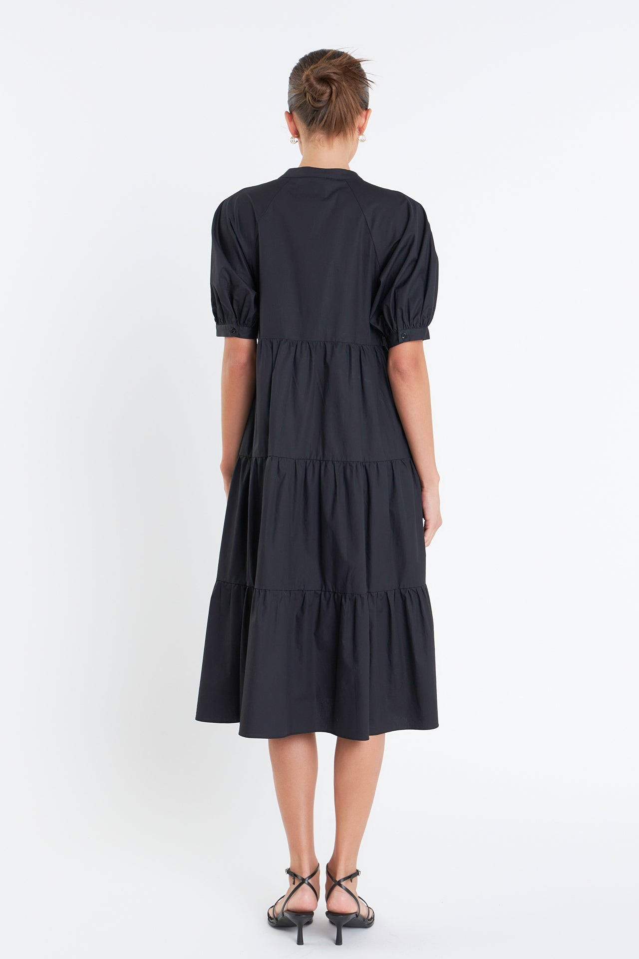 English Factory - Short Puff Sleeve Midi Dress