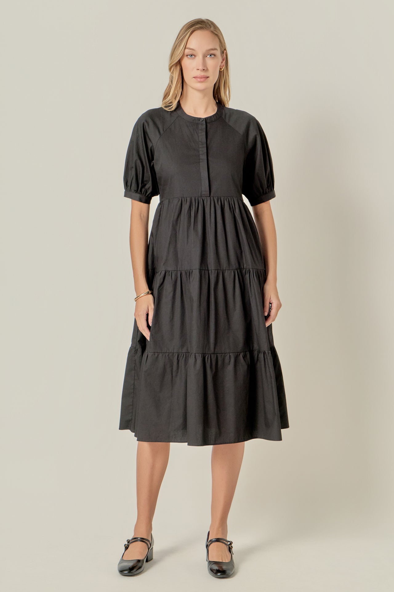 ENGLISH FACTORY - Short Puff Sleeve Midi Dress - DRESSES available at Objectrare