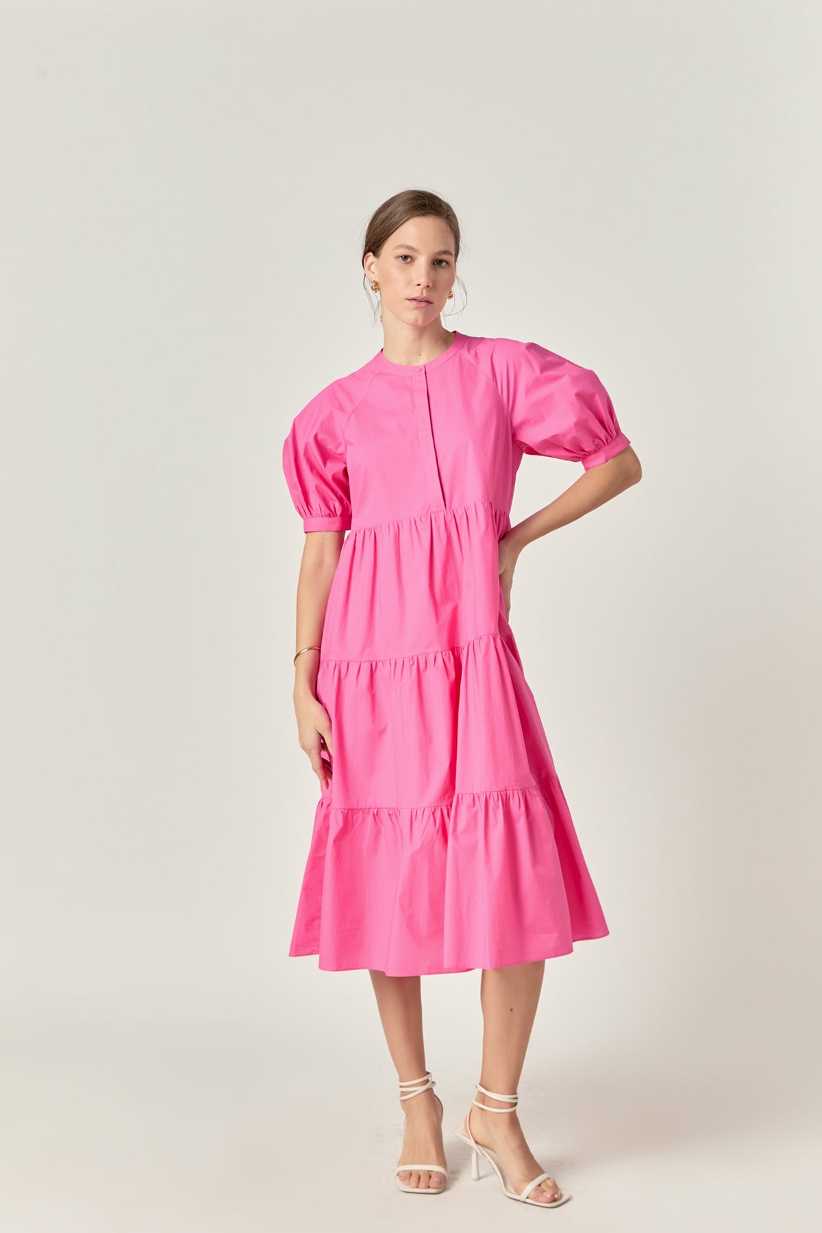 ENGLISH FACTORY - Short Puff Sleeve Midi Dress - DRESSES available at Objectrare