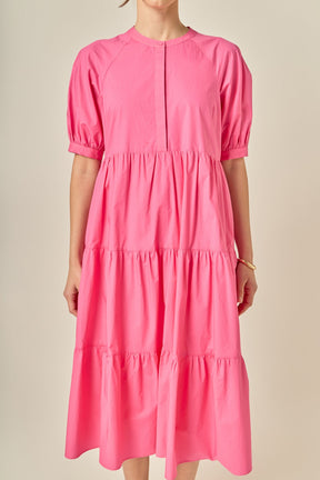 ENGLISH FACTORY - Short Puff Sleeve Midi Dress - DRESSES available at Objectrare