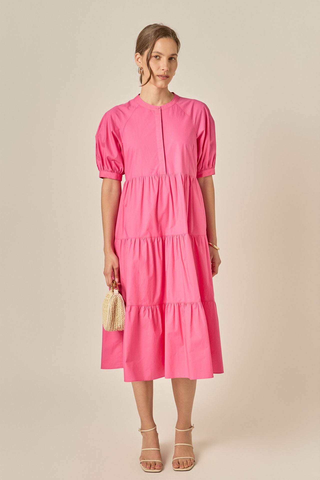 ENGLISH FACTORY - Short Puff Sleeve Midi Dress - DRESSES available at Objectrare