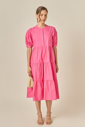 ENGLISH FACTORY - Short Puff Sleeve Midi Dress - DRESSES available at Objectrare