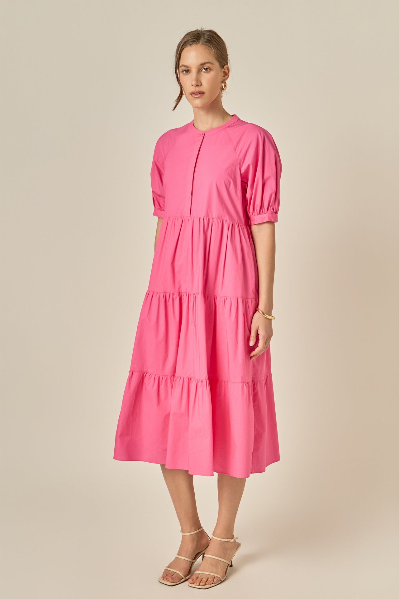 ENGLISH FACTORY - Short Puff Sleeve Midi Dress - DRESSES available at Objectrare