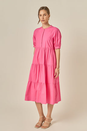 ENGLISH FACTORY - Short Puff Sleeve Midi Dress - DRESSES available at Objectrare