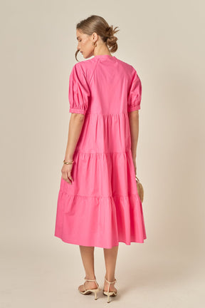 ENGLISH FACTORY - Short Puff Sleeve Midi Dress - DRESSES available at Objectrare