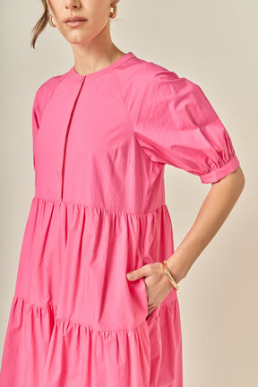 ENGLISH FACTORY - Short Puff Sleeve Midi Dress - DRESSES available at Objectrare
