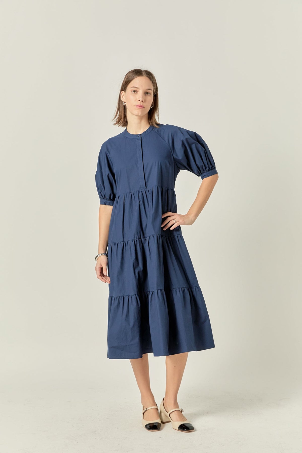 ENGLISH FACTORY - Short Puff Sleeve Midi Dress - DRESSES available at Objectrare