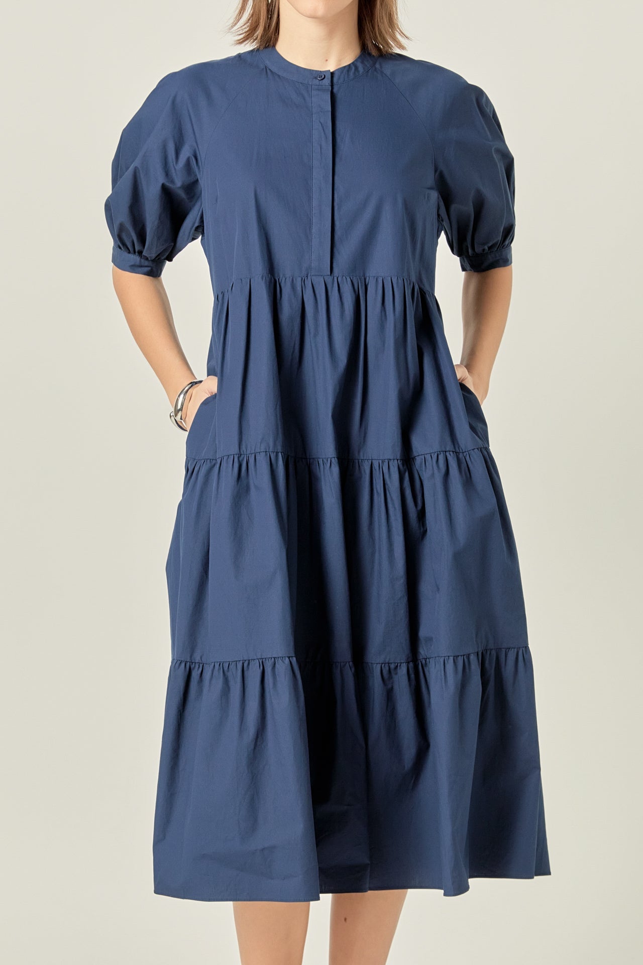 ENGLISH FACTORY - English Factory - Short Puff Sleeve Midi Dress - DRESSES available at Objectrare