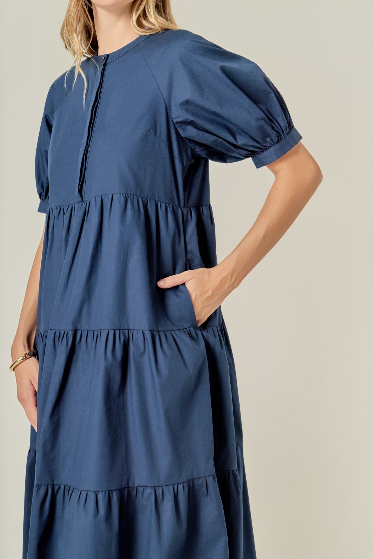 ENGLISH FACTORY - Short Puff Sleeve Midi Dress - DRESSES available at Objectrare