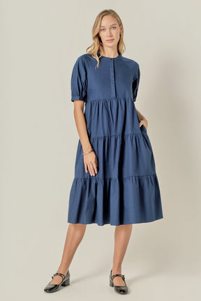 ENGLISH FACTORY - Short Puff Sleeve Midi Dress - DRESSES available at Objectrare
