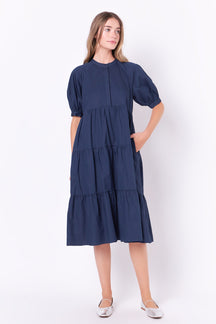 ENGLISH FACTORY - English Factory - Short Puff Sleeve Midi Dress - DRESSES available at Objectrare