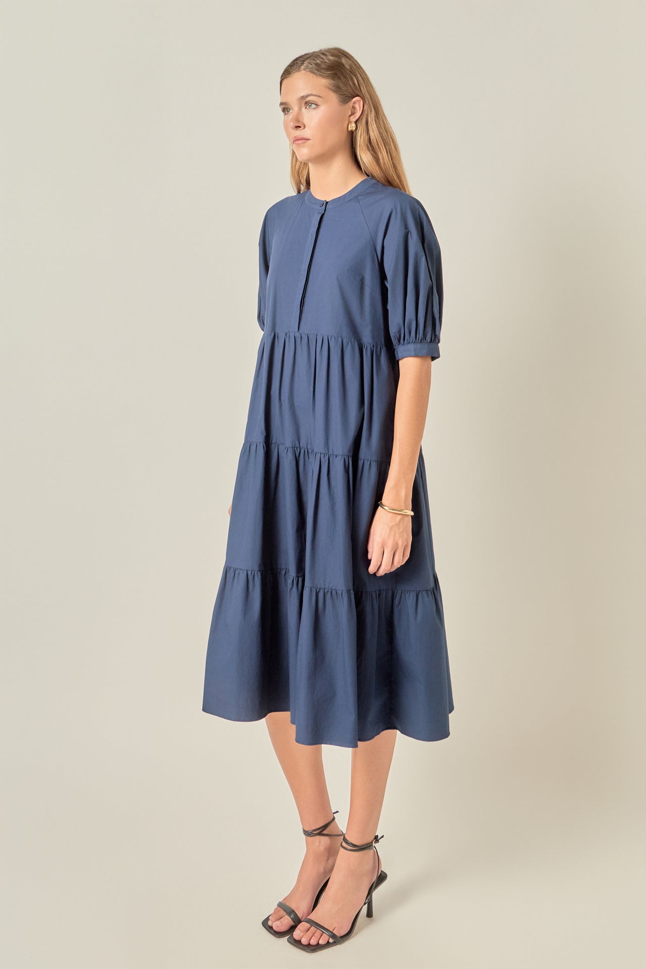 ENGLISH FACTORY - Short Puff Sleeve Midi Dress - DRESSES available at Objectrare